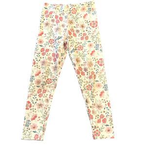 Tommy Bahama Girls Leggings Floral Print Metallic Gold Skinny Ankle Length S M